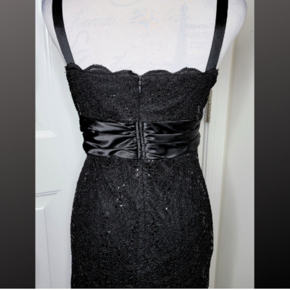 R & M Richards Petite Black Sequined Lace 2-Piece Dress & Jacket - Picture 3 of 6